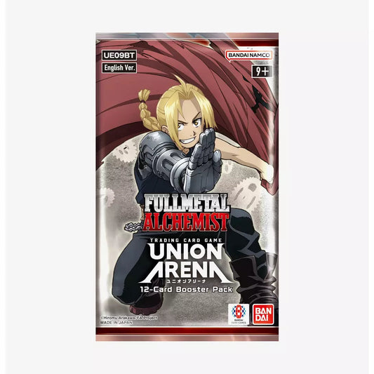 Fullmetal Alchemist Union Arena trading card game booster pack on a white background