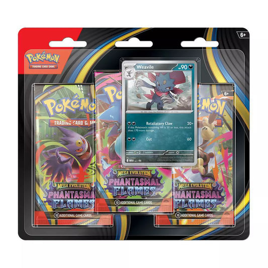 Pokémon TCG: Mega Evolution - Phantasmal Flames 3 Booster Blister & Weavile Promo Card