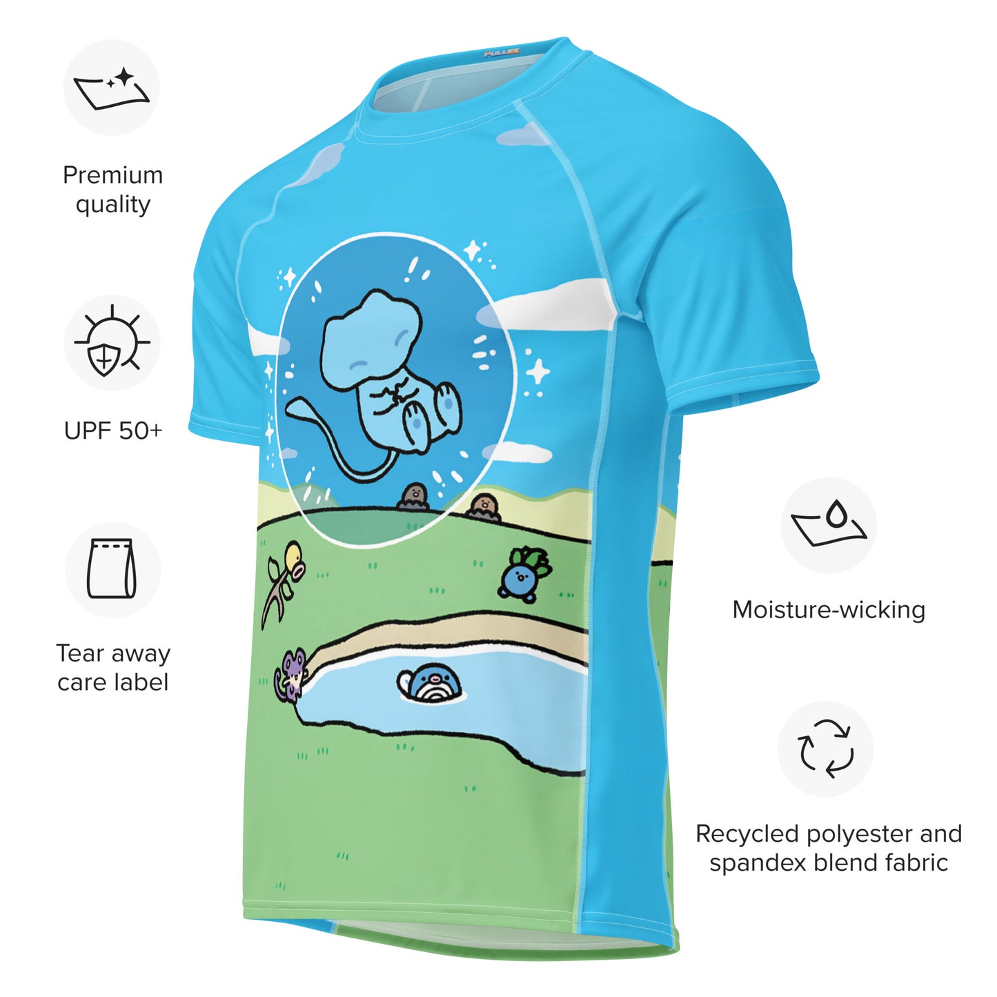Bubble Mew All-Over Print Men’s Rash Guard
