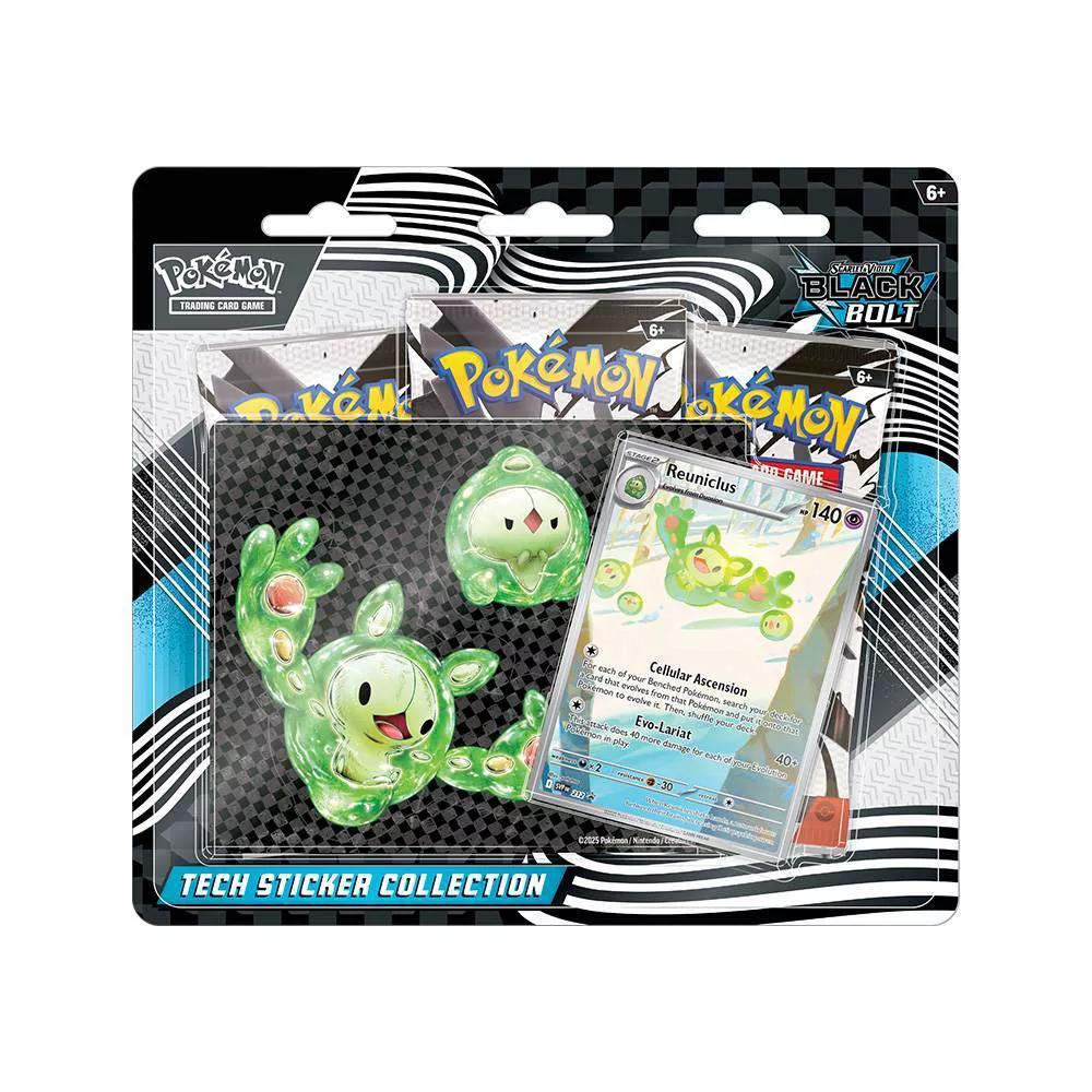 Pokémon TCG: Black Bolt 3-Pack Blister Tech Sticker Collection with Reuniclus Promo Card
