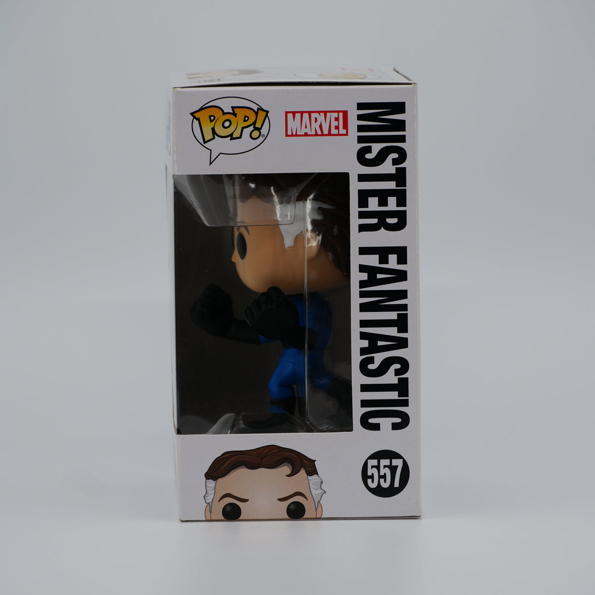 Funko Pop! Mister Fantastic #557 - Fantastic Four - window side of the exact boxed item