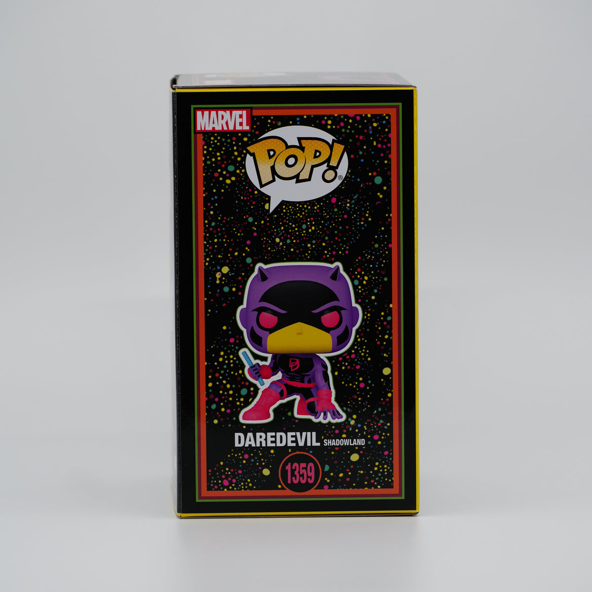 Funko Pop! Daredevil (Shadowland) #1359 - Marvel | Target exclusive - illustrated side of the exact boxed item