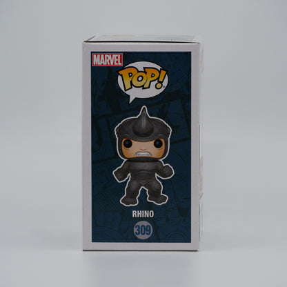 Funko Pop! Rhino #309 - Marvel | Collector Corps exclusive - illustrated side of the exact boxed item