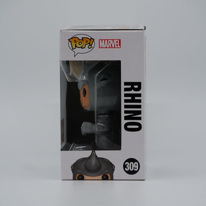 Funko Pop! Rhino #309 - Marvel | Collector Corps exclusive - window side of the exact boxed item