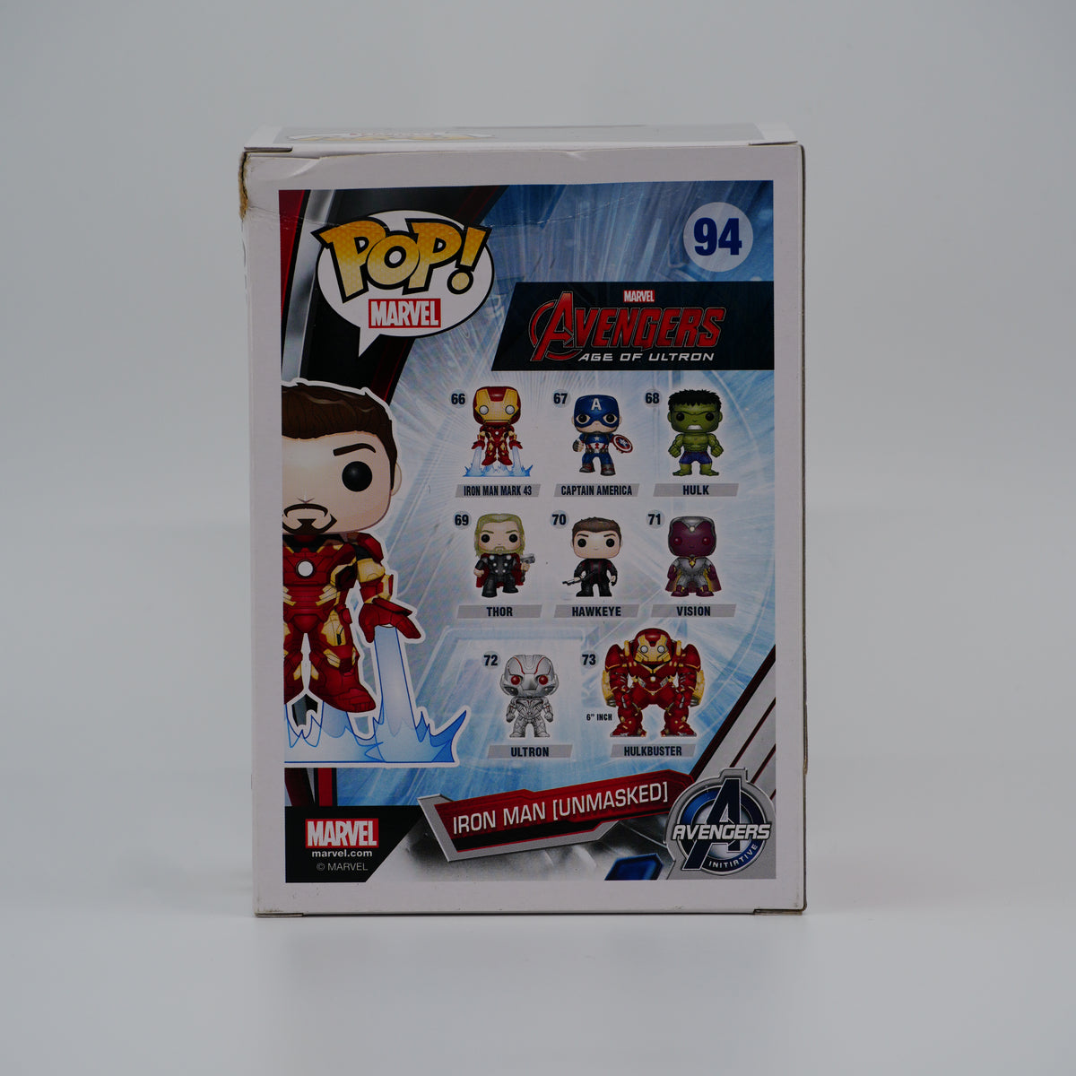 Funko Pop! Iron Man (Unmasked) #94 - Avengers: Age of Ultron | Thailand exclusive - back of the exact boxed item