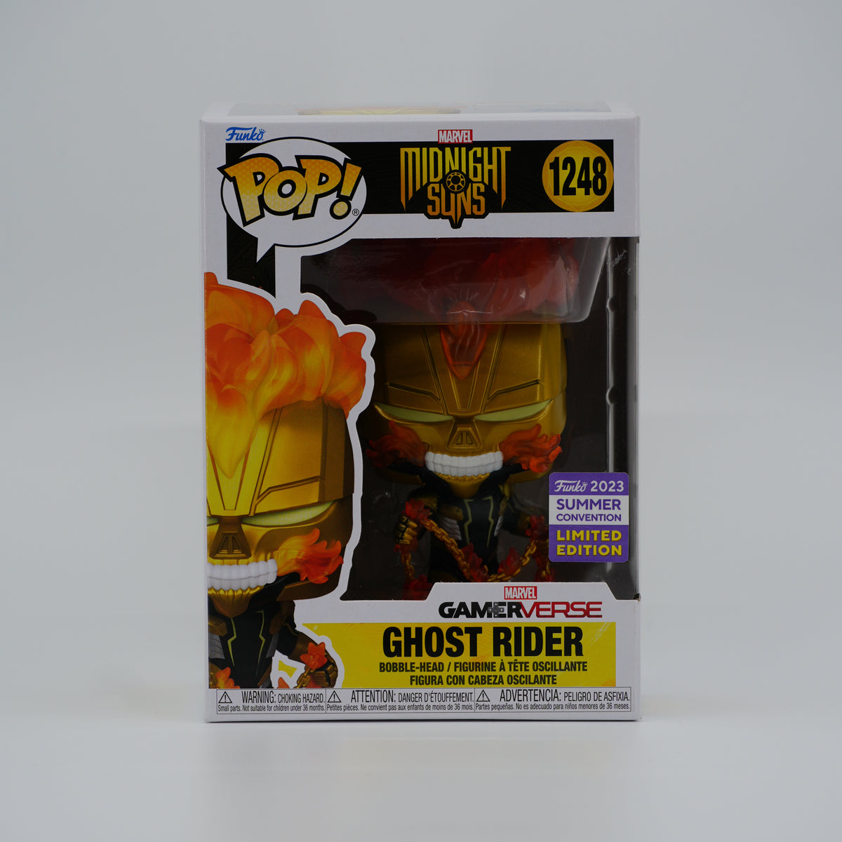 Funko Pop! Ghost Rider #1248 - Midnight Suns | 2023 Summer Convention shared exclusive - front of the exact boxed item
