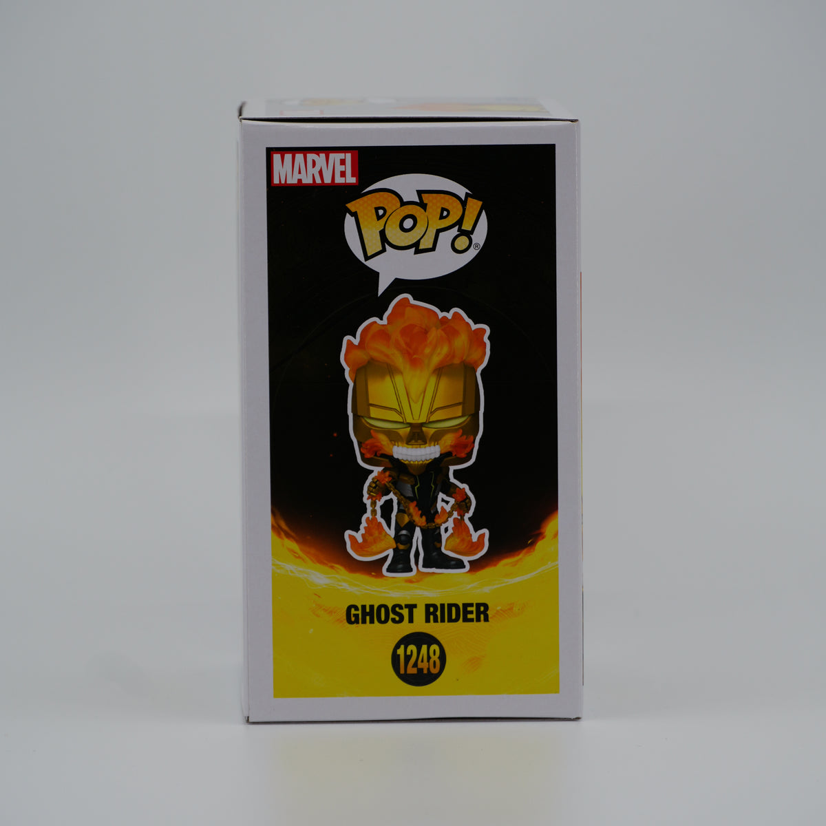 Funko Pop! Ghost Rider #1248 - Midnight Suns | 2023 Summer Convention shared exclusive - illustrated side of the exact boxed item
