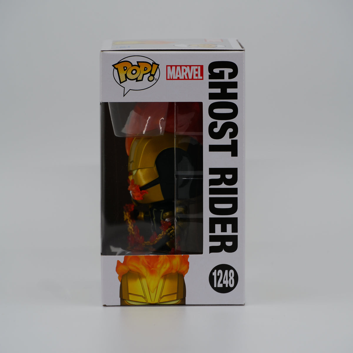 Funko Pop! Ghost Rider #1248 - Midnight Suns | 2023 Summer Convention shared exclusive - window side of the exact boxed item
