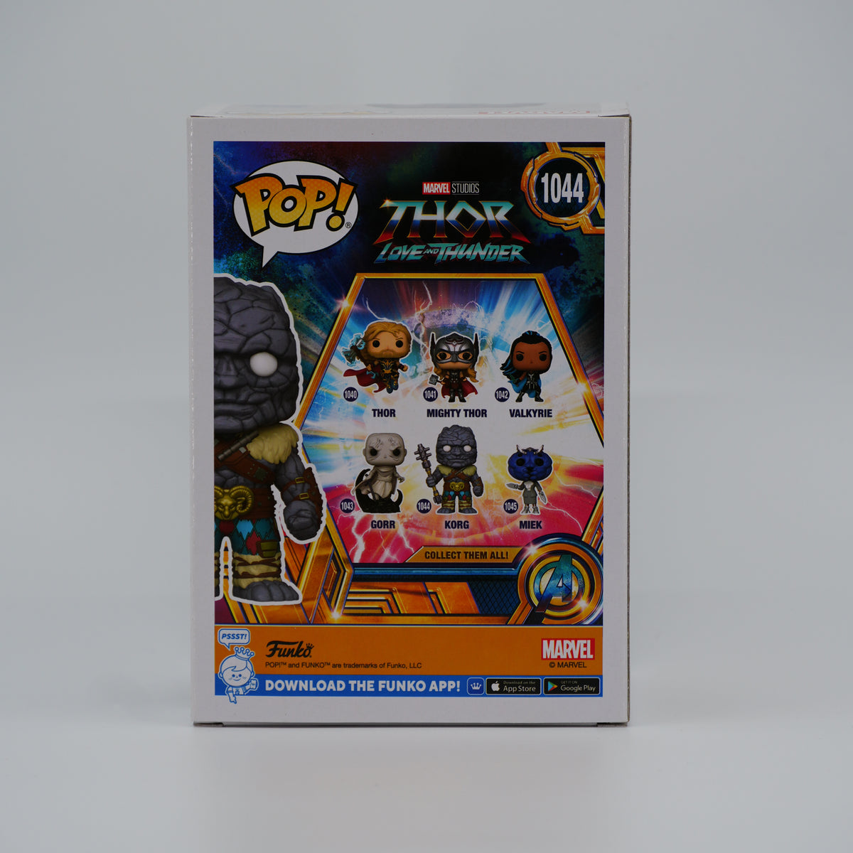 Funko Pop! Korg #1044 - Thor: Love and Thunder - back of the exact boxed item