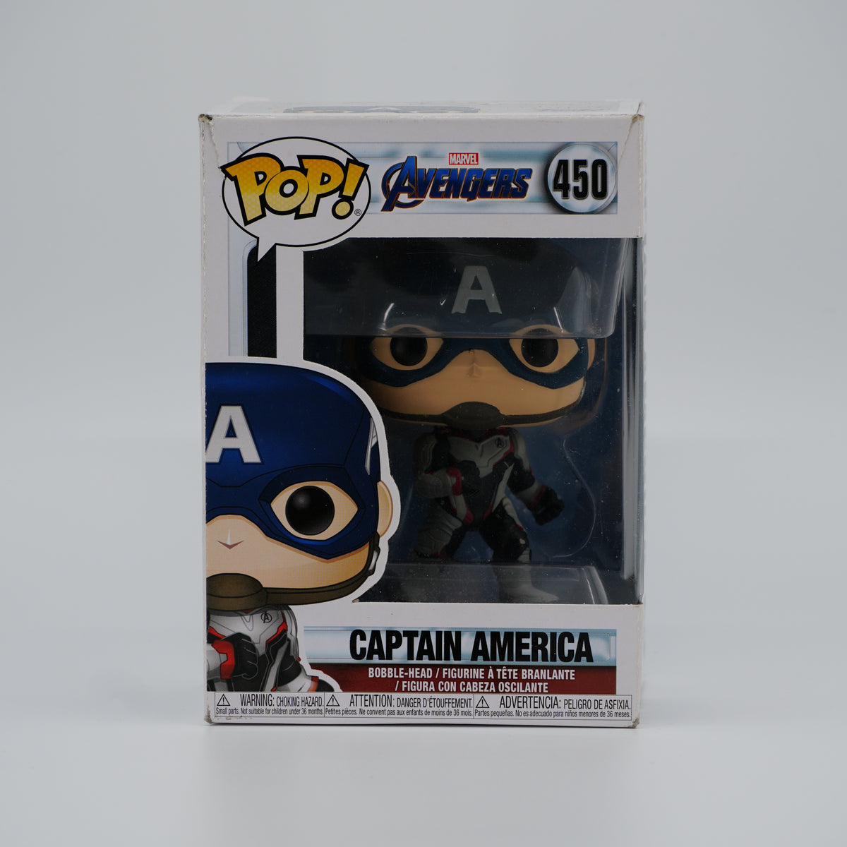Funko Pop! Captain America #450 - Avengers: Endgame - front of the exact boxed item