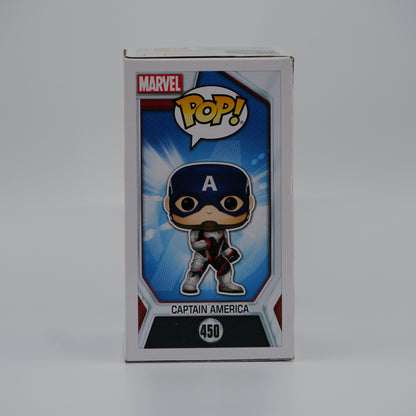 Funko Pop! Captain America #450 - Avengers: Endgame - illustrated side of the exact boxed item
