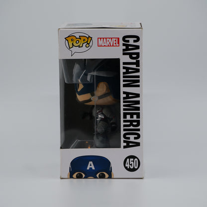 Funko Pop! Captain America #450 - Avengers: Endgame - window side of the exact boxed item
