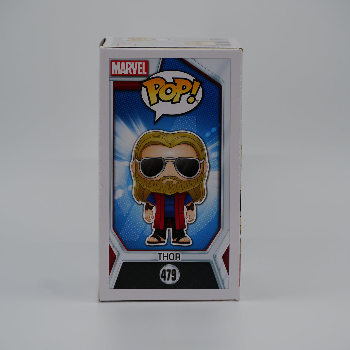 Funko Pop! Thor #479 - Avengers: Endgame - illustrated side of the exact boxed item