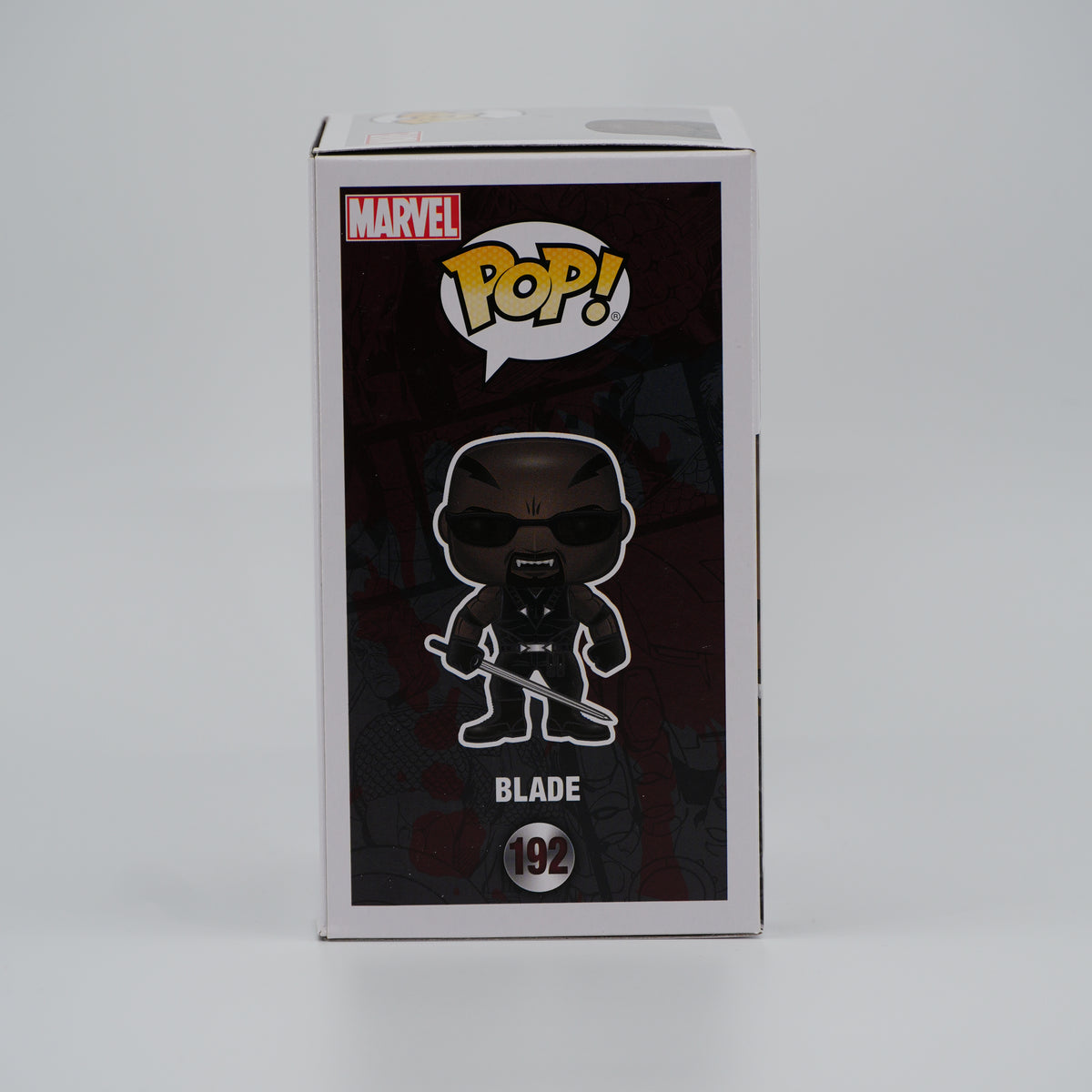 Funko Pop! Blade #192 - Marvel | PX Previews exclusive - illustrated side of the exact boxed item