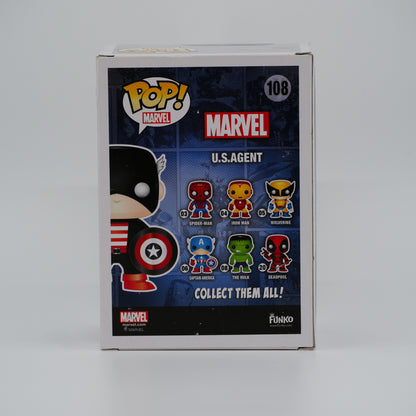 Funko Pop! U.S. Agent #108 - Marvel | Comikaze exclusive - back of the exact boxed item