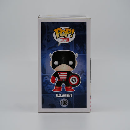 Funko Pop! U.S. Agent #108 - Marvel | Comikaze exclusive - illustrated side of the exact boxed item