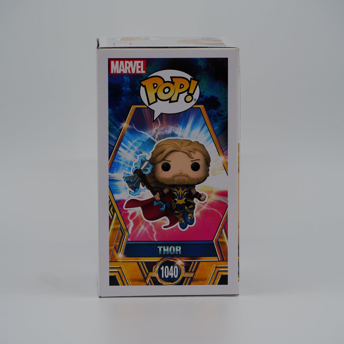 Funko Pop! Thor #1040 - Thor: Love and Thunder - illustrated side of the exact boxed item