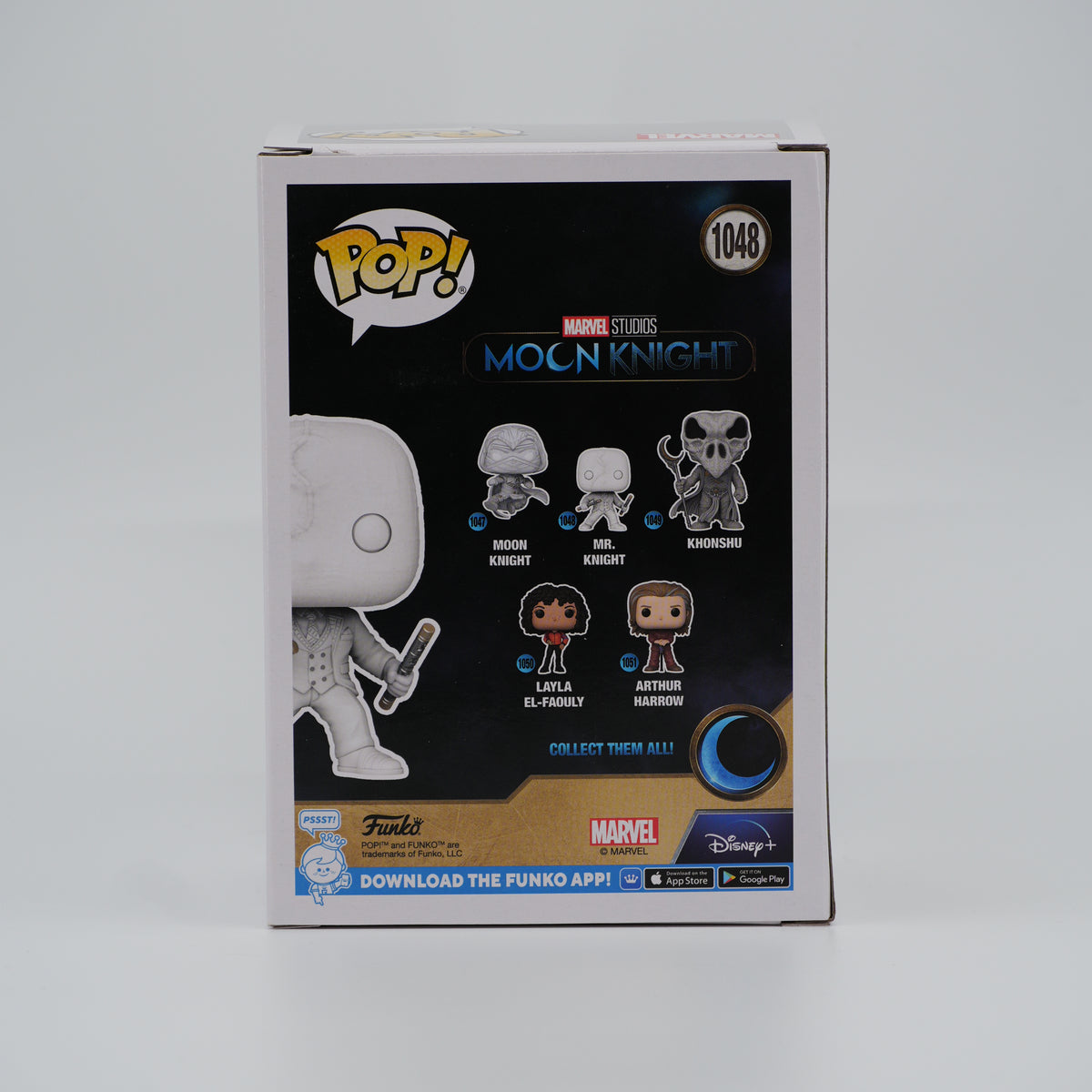Funko Pop! Mr. Knight #1048 - Moon Knight - back of the exact boxed item