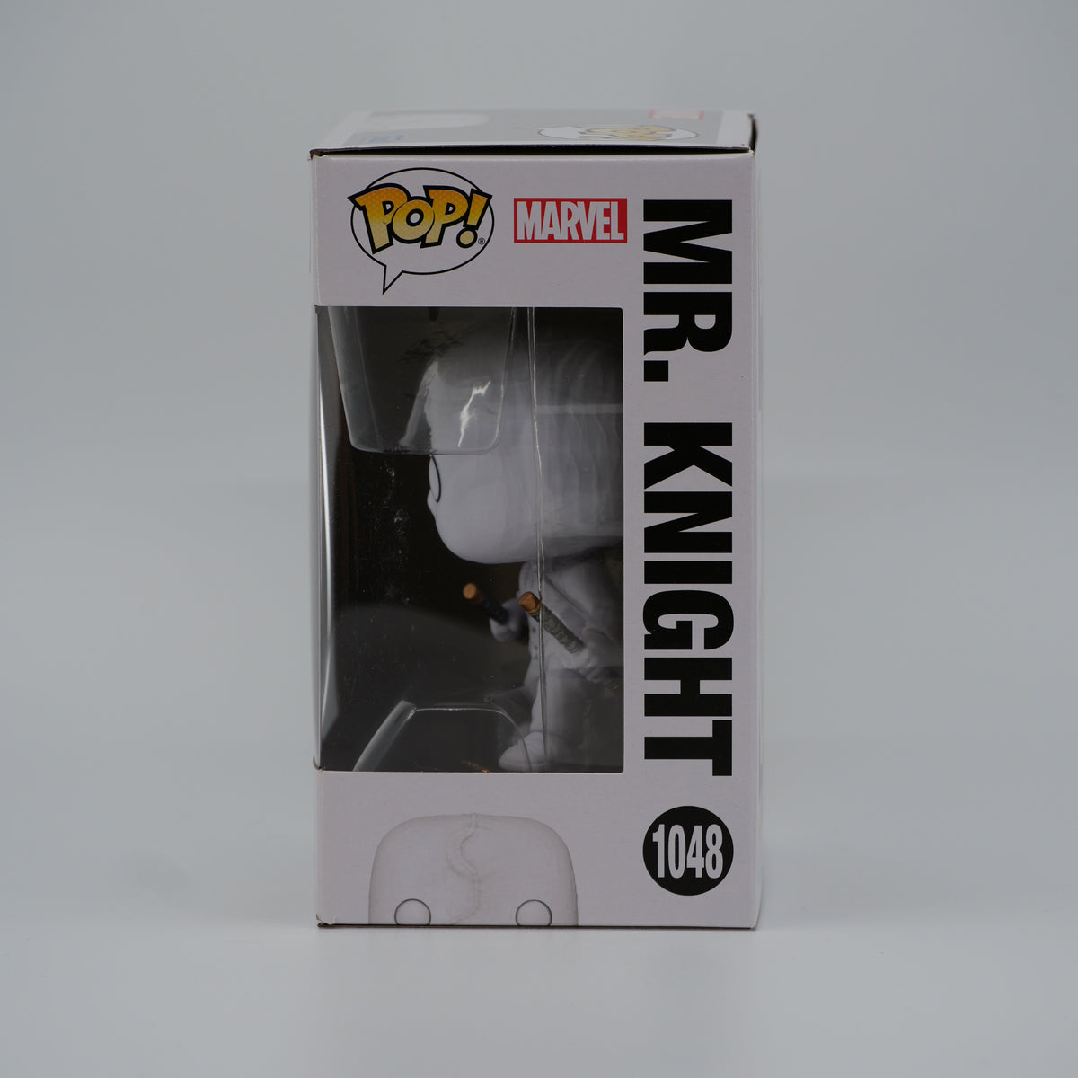 Funko Pop! Mr. Knight #1048 - Moon Knight - window side of the exact boxed item