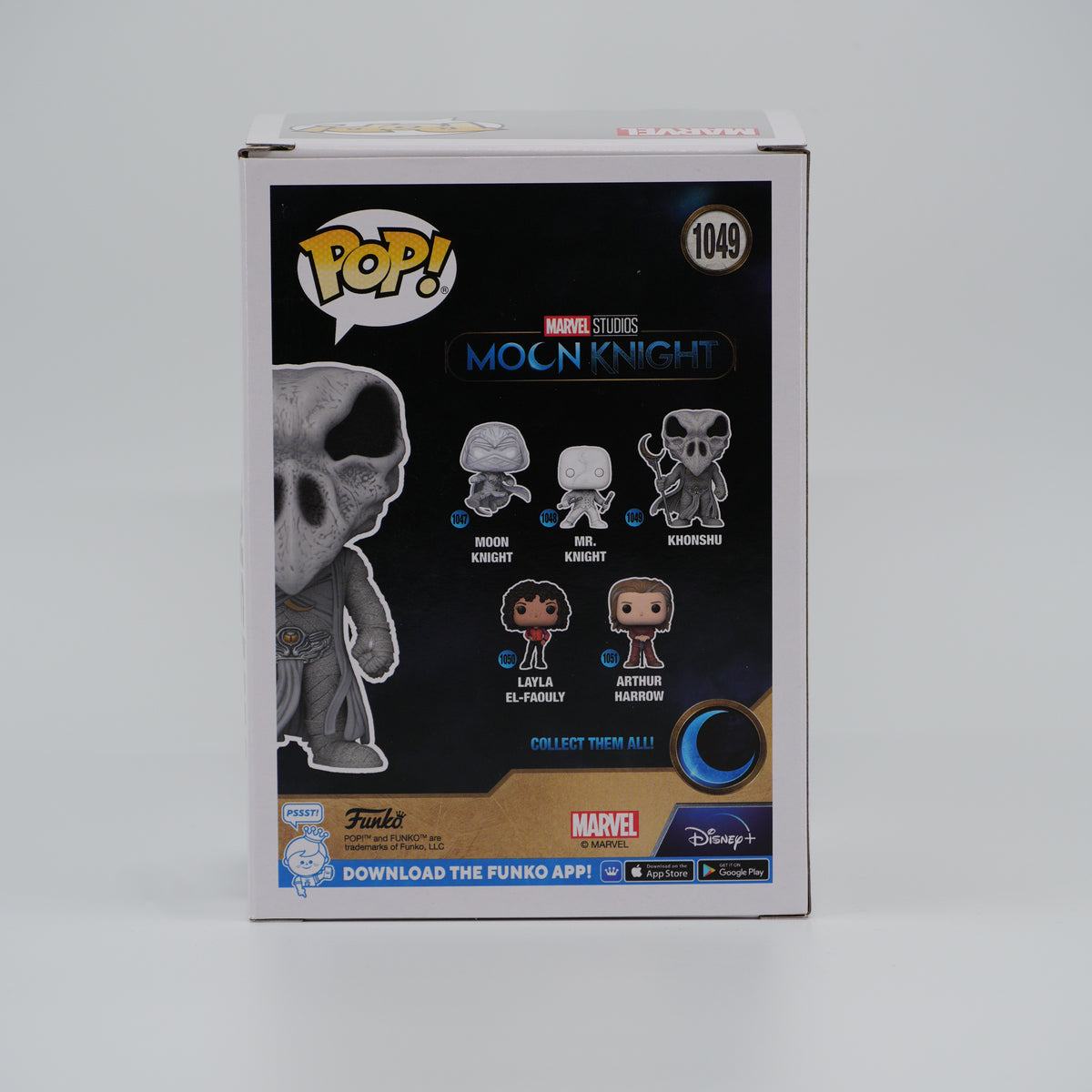 Funko Pop! Khonshu #1049 - Moon Knight - back of the exact boxed item