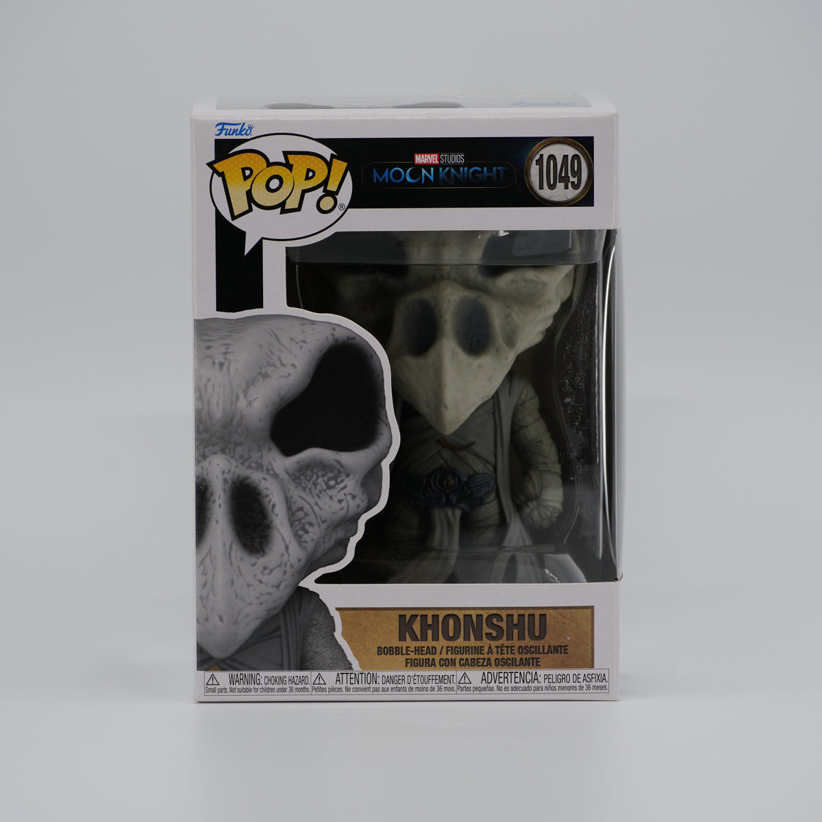 Funko Pop! Khonshu #1049 - Moon Knight - front of the exact boxed item