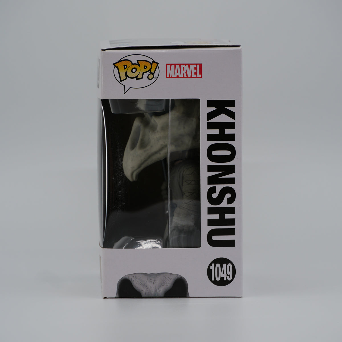 Funko Pop! Khonshu #1049 - Moon Knight - window side of the exact boxed item