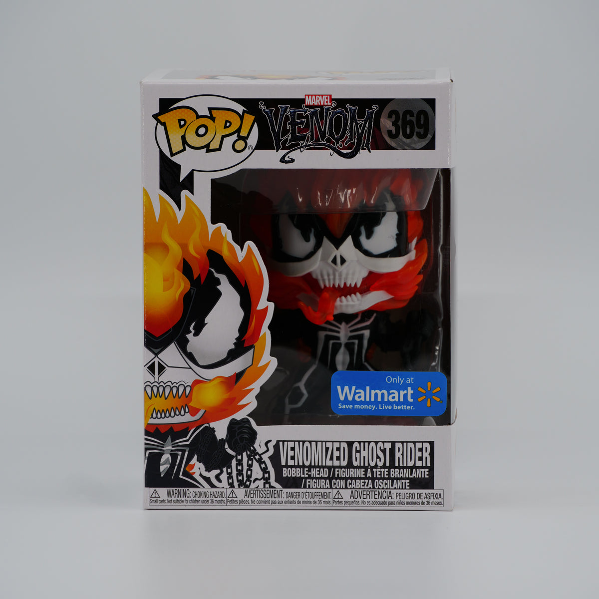 Funko Pop! Venomized Ghost Rider #369 - Venom | Walmart exclusive - front of the exact boxed item