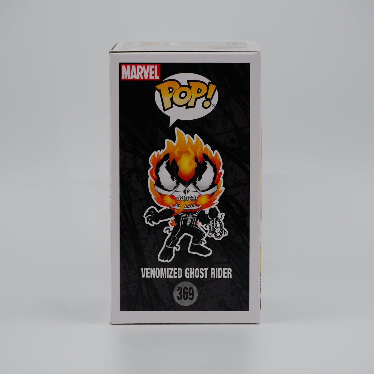 Funko Pop! Venomized Ghost Rider #369 - Venom | Walmart exclusive - illustrated side of the exact boxed item