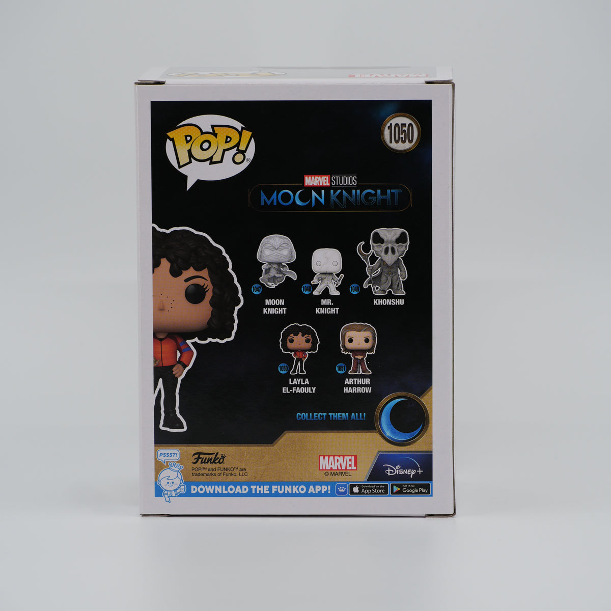 Funko Pop! Layla El-Faouly #1050 - Moon Knight - back of the exact boxed item