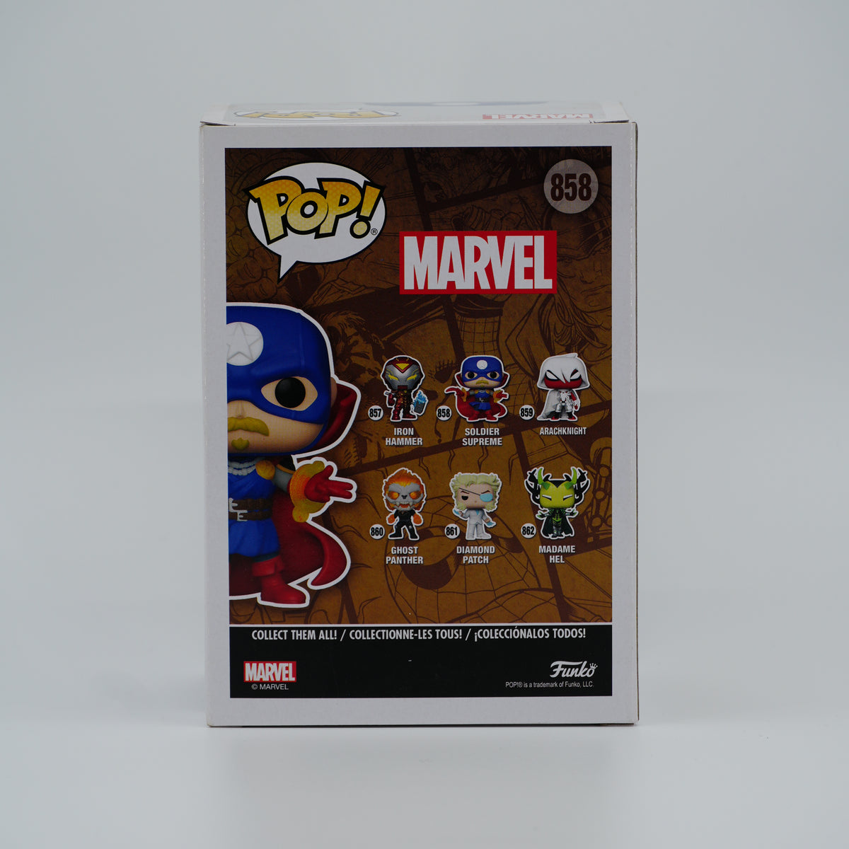 Funko Pop! Soldier Supreme #858 - Infinity Warps - back of the exact boxed item