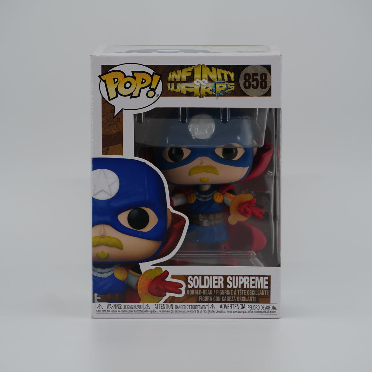 Funko Pop! Soldier Supreme #858 - Infinity Warps - front of the exact boxed item