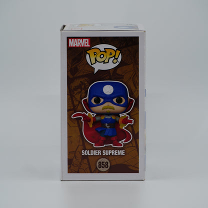 Funko Pop! Soldier Supreme #858 - Infinity Warps - illustrated side of the exact boxed item