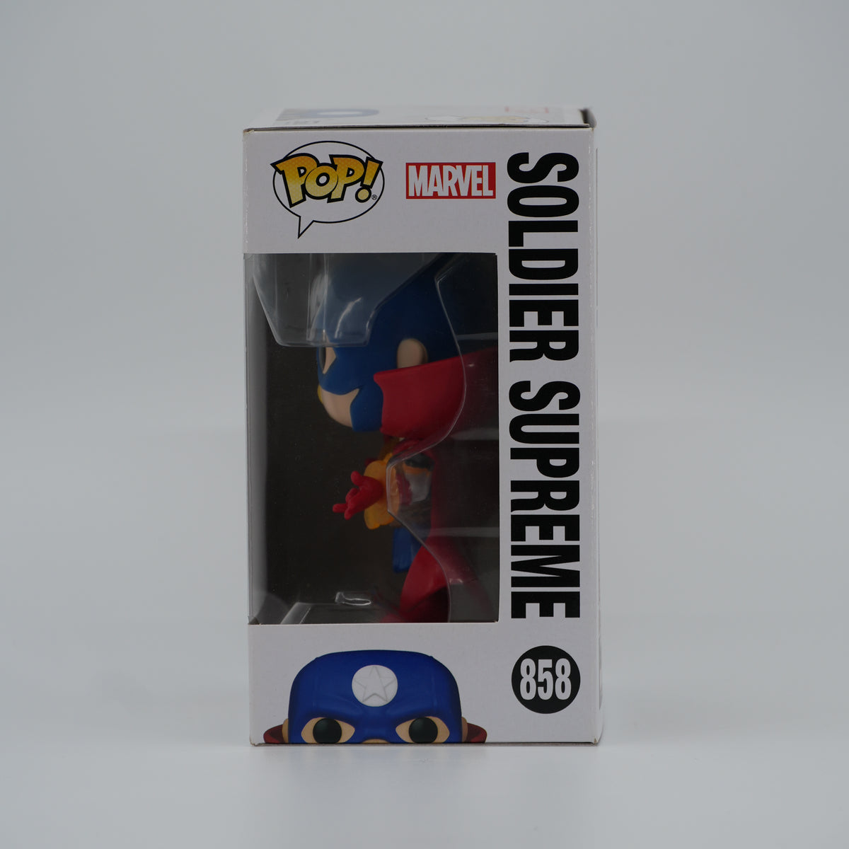 Funko Pop! Soldier Supreme #858 - Infinity Warps - window side of the exact boxed item
