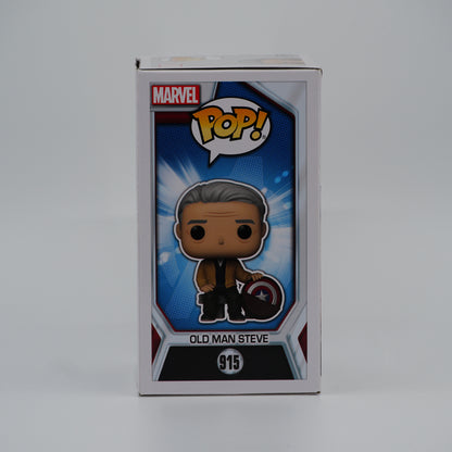 Funko Pop! Old Man Steve #915 - Avengers: Endgame | Amazon exclusive - illustrated side of the exact boxed item