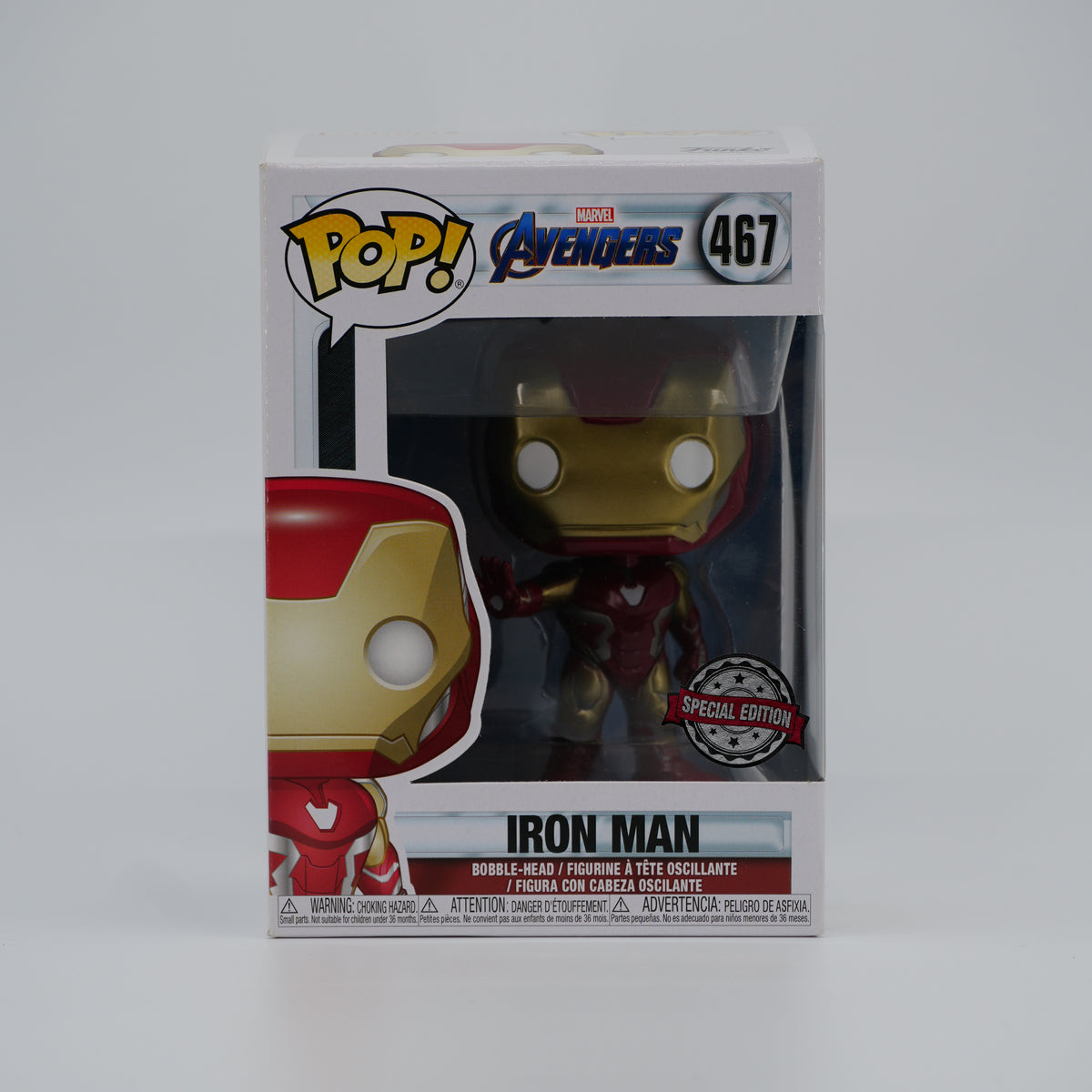 Funko Pop! Iron Man #467 - Avengers: Endgame | Special Edition - front of the exact boxed item