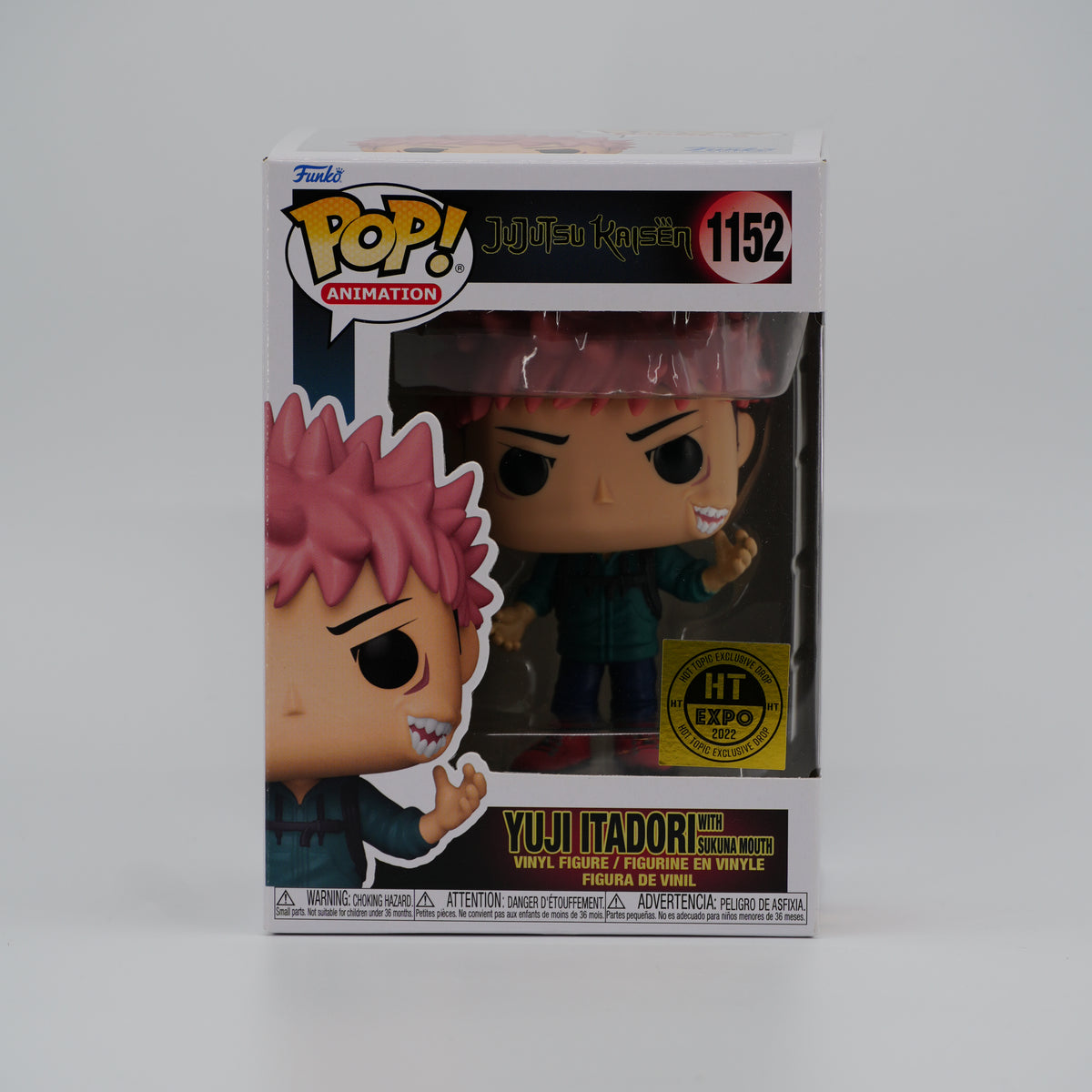 Funko Pop! Yuji Itadori (with Sukuna Mouth) #1152 - Jujutsu Kaisen | 2022 HT Expo exclusive - front of the exact boxed item