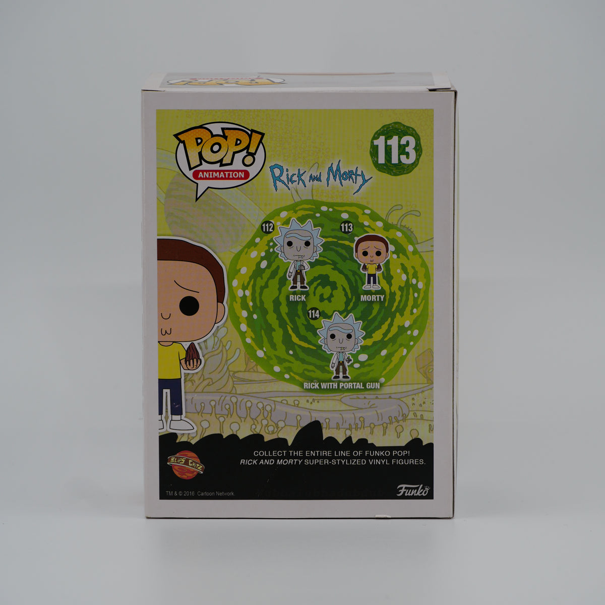Funko Pop! Morty #113 - Rick and Morty - back of the exact boxed item