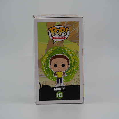 Funko Pop! Morty #113 - Rick and Morty - illustrated side of the exact boxed item