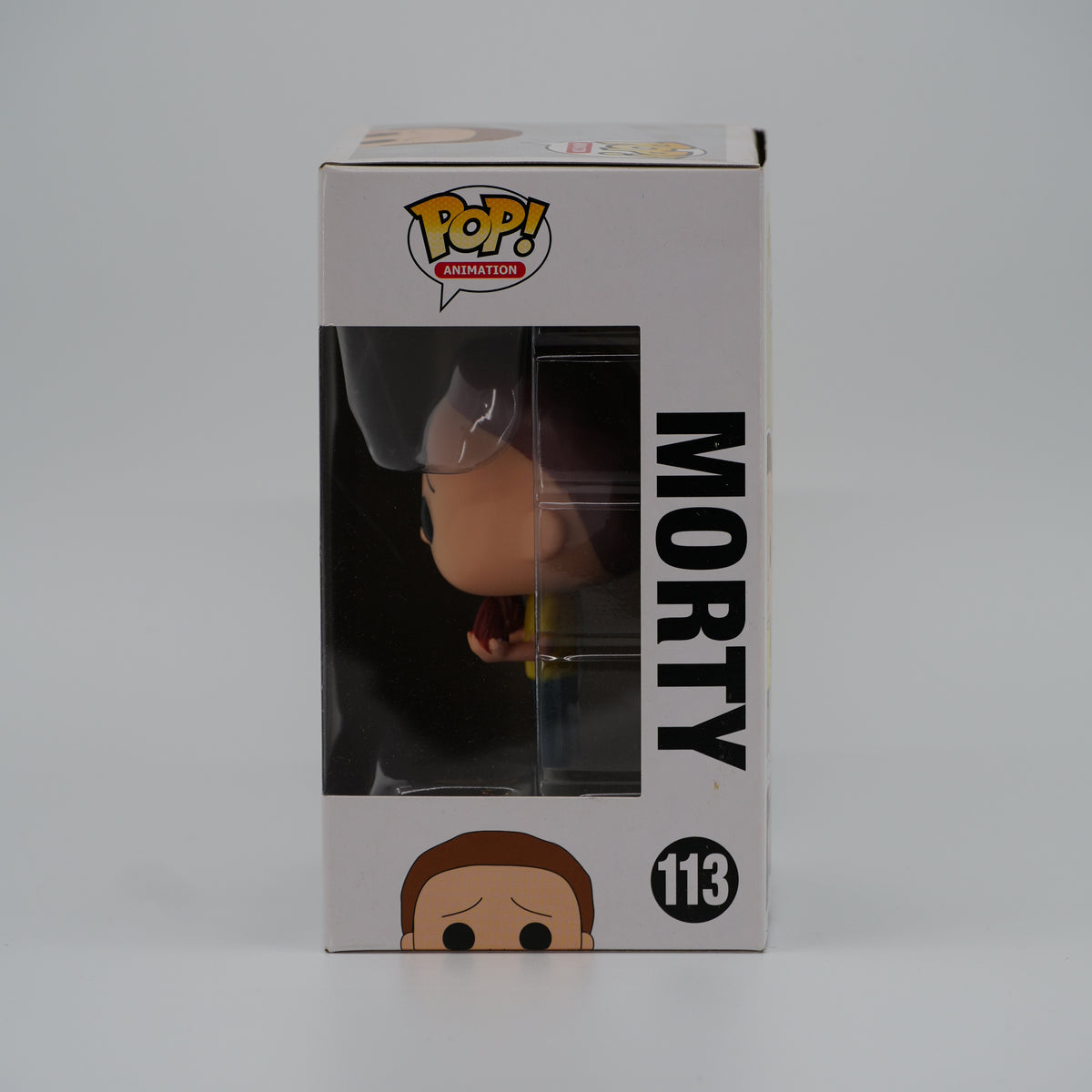 Funko Pop! Morty #113 - Rick and Morty - window side of the exact boxed item
