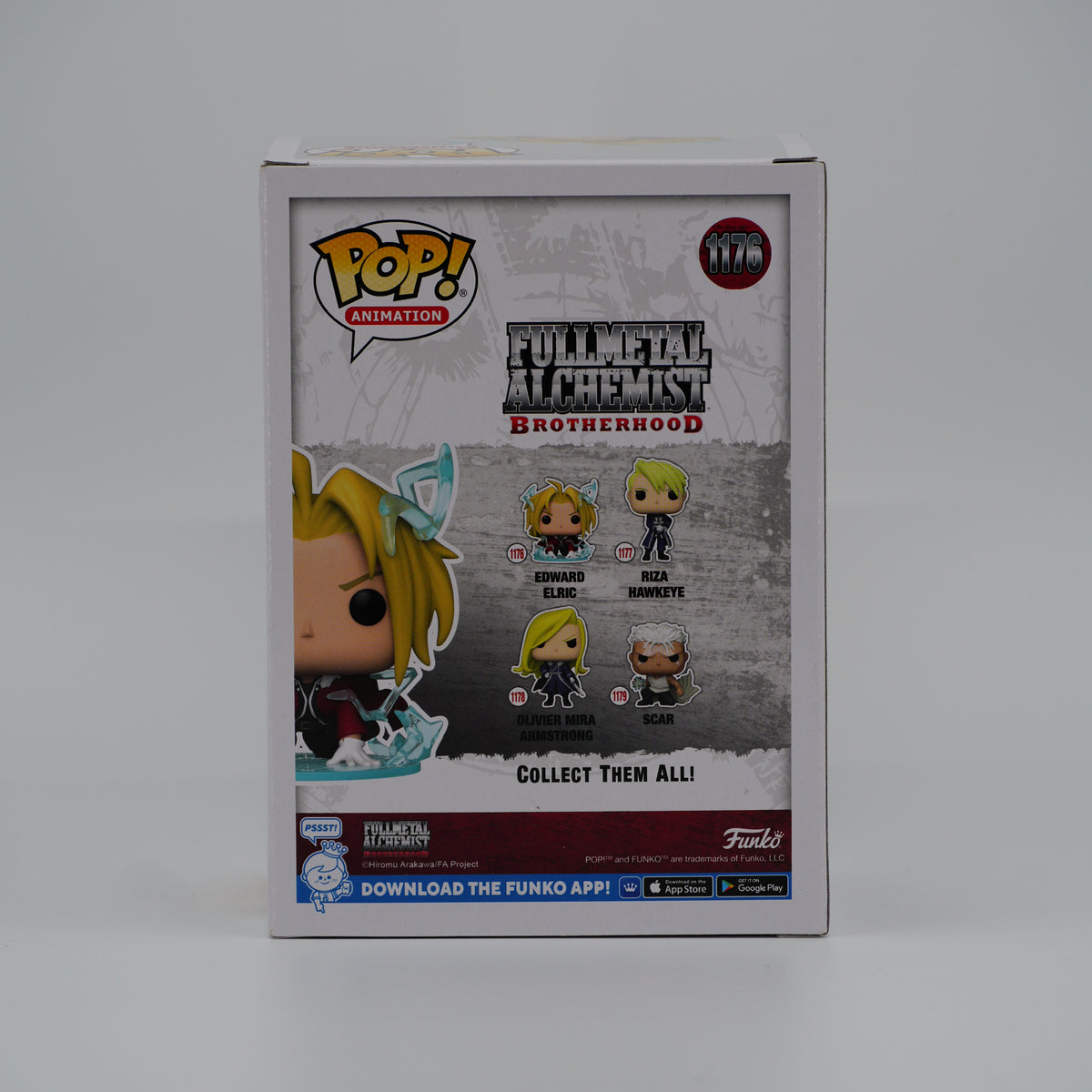Funko Pop! Edward Elric #1176 - Fullmetal Alchemist: Brotherhood - back of the exact boxed item