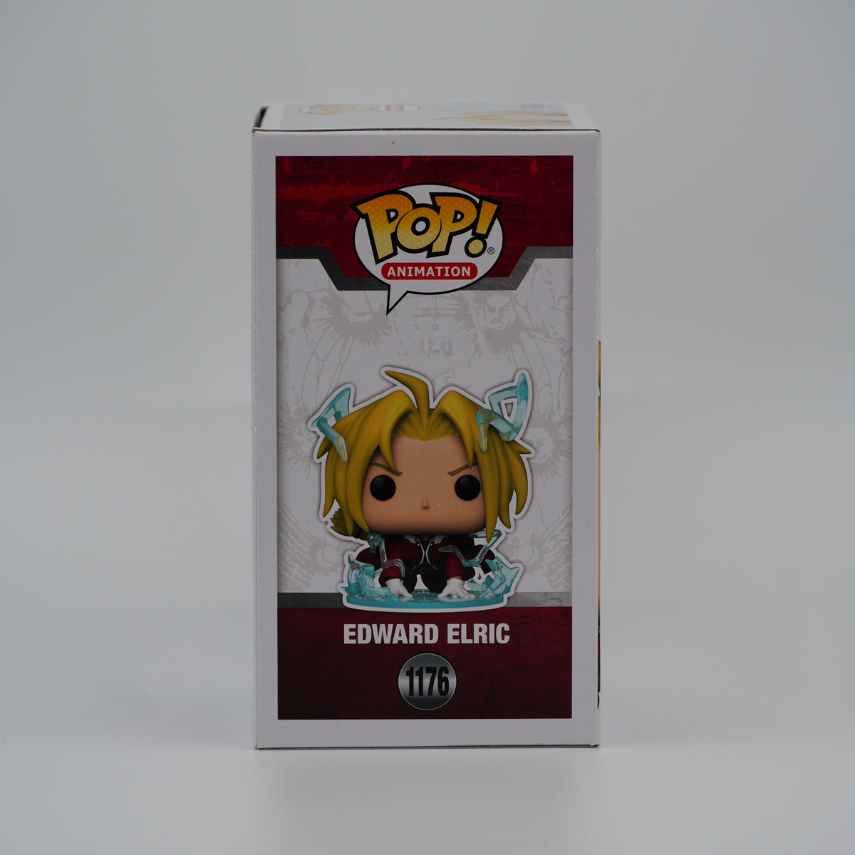 Funko Pop! Edward Elric #1176 - Fullmetal Alchemist: Brotherhood - illustrated side of the exact boxed item
