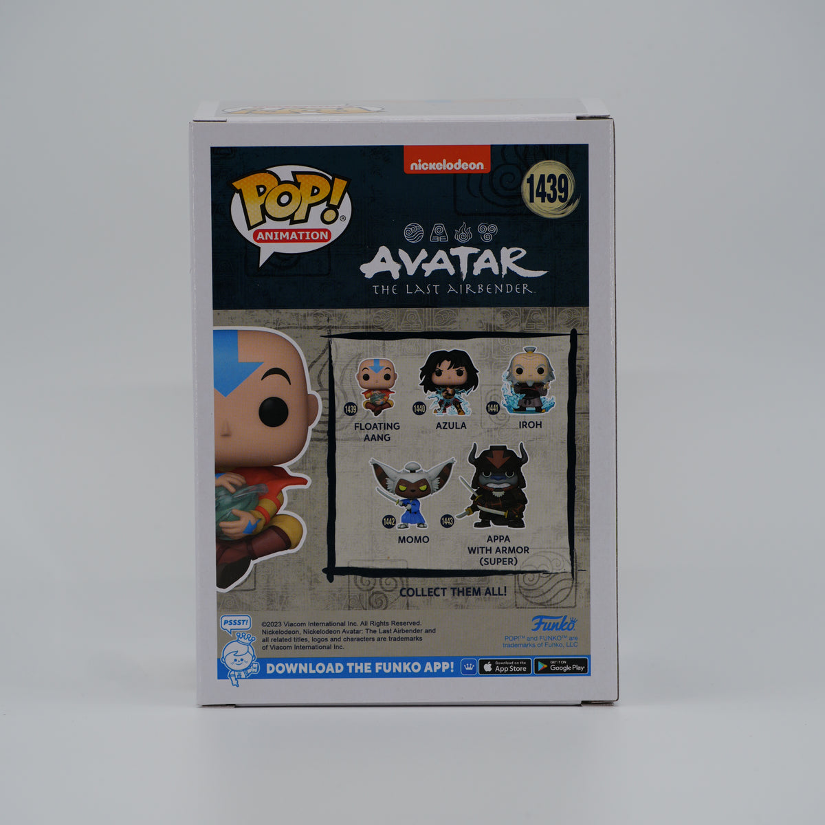 Funko Pop! Floating Aang #1439 - Avatar: The Last Airbender | Amazon exclusive; Glow in the Dark - back of the exact boxed item