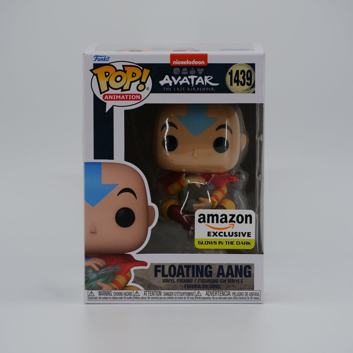 Funko Pop! Floating Aang #1439 - Avatar: The Last Airbender | Amazon exclusive; Glow in the Dark - front of the exact boxed item