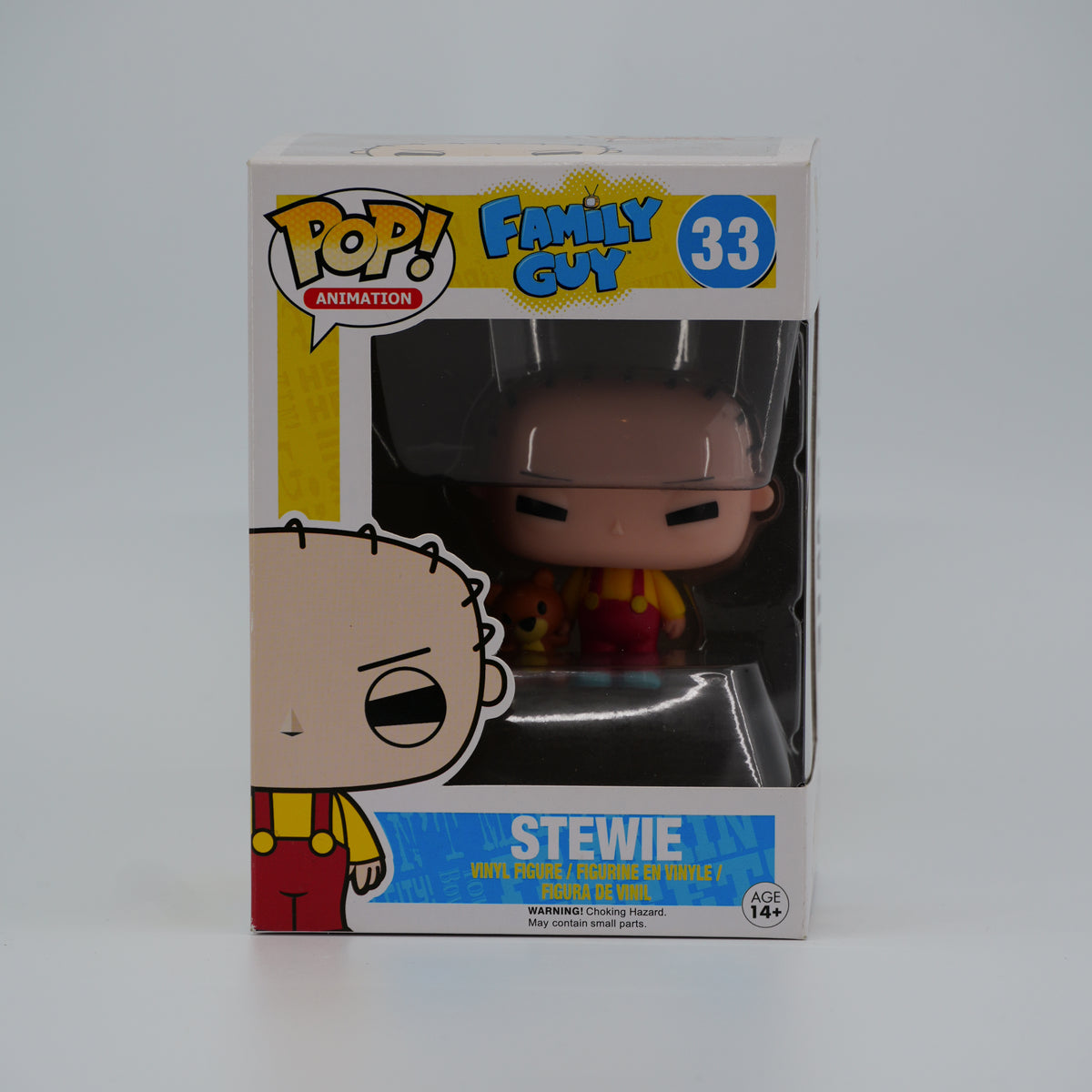 Funko Pop! Stewie #33 - Family Guy - front of the exact boxed item