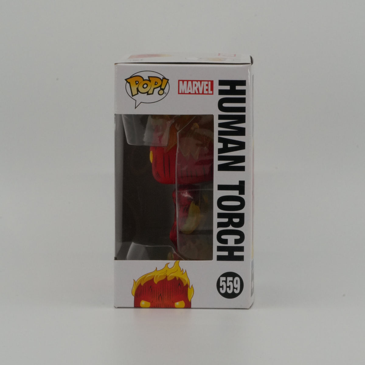Human Torch #559, actual item, window side view