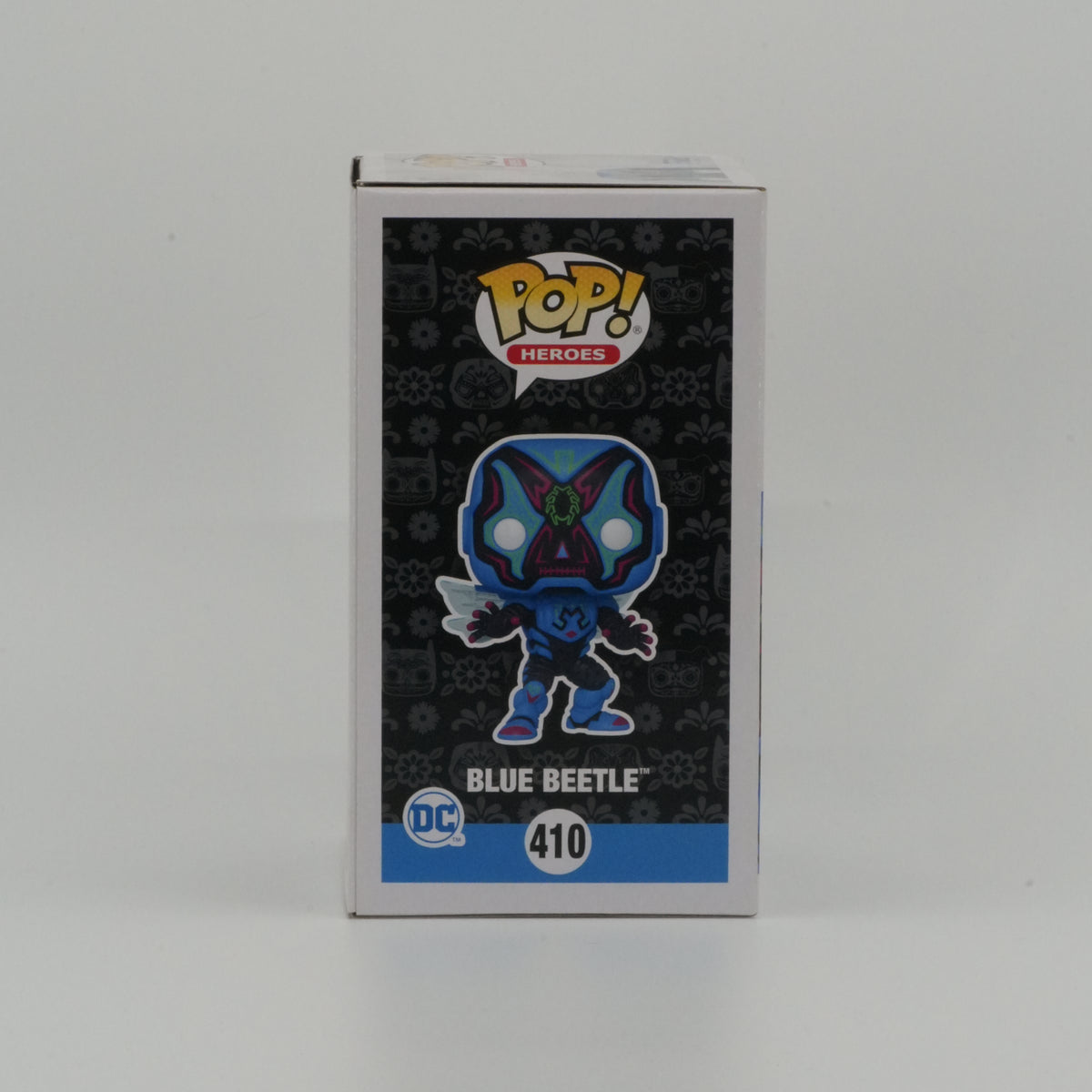 Blue Beetle #410, actual item, illustrated side view