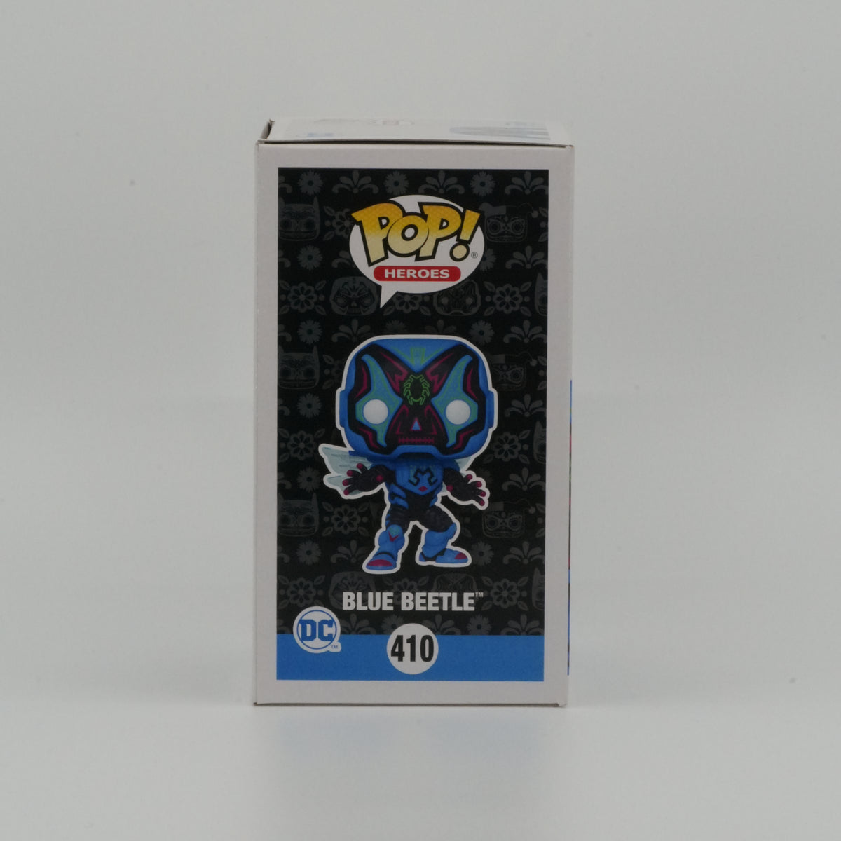 Blue Beetle #410, actual item, illustrated side view